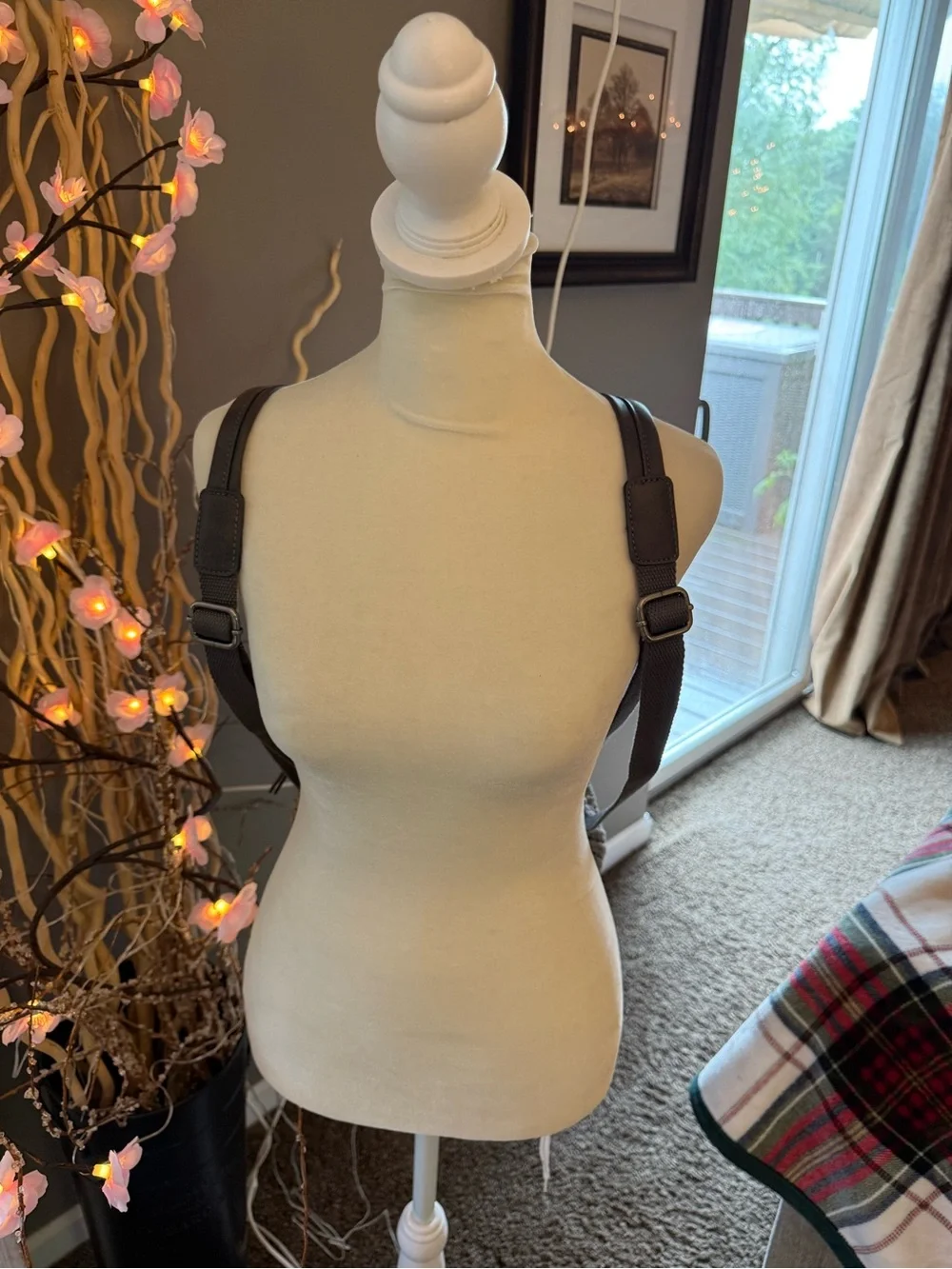 The Sak Gray Knit Backpack with Dark Brown Straps